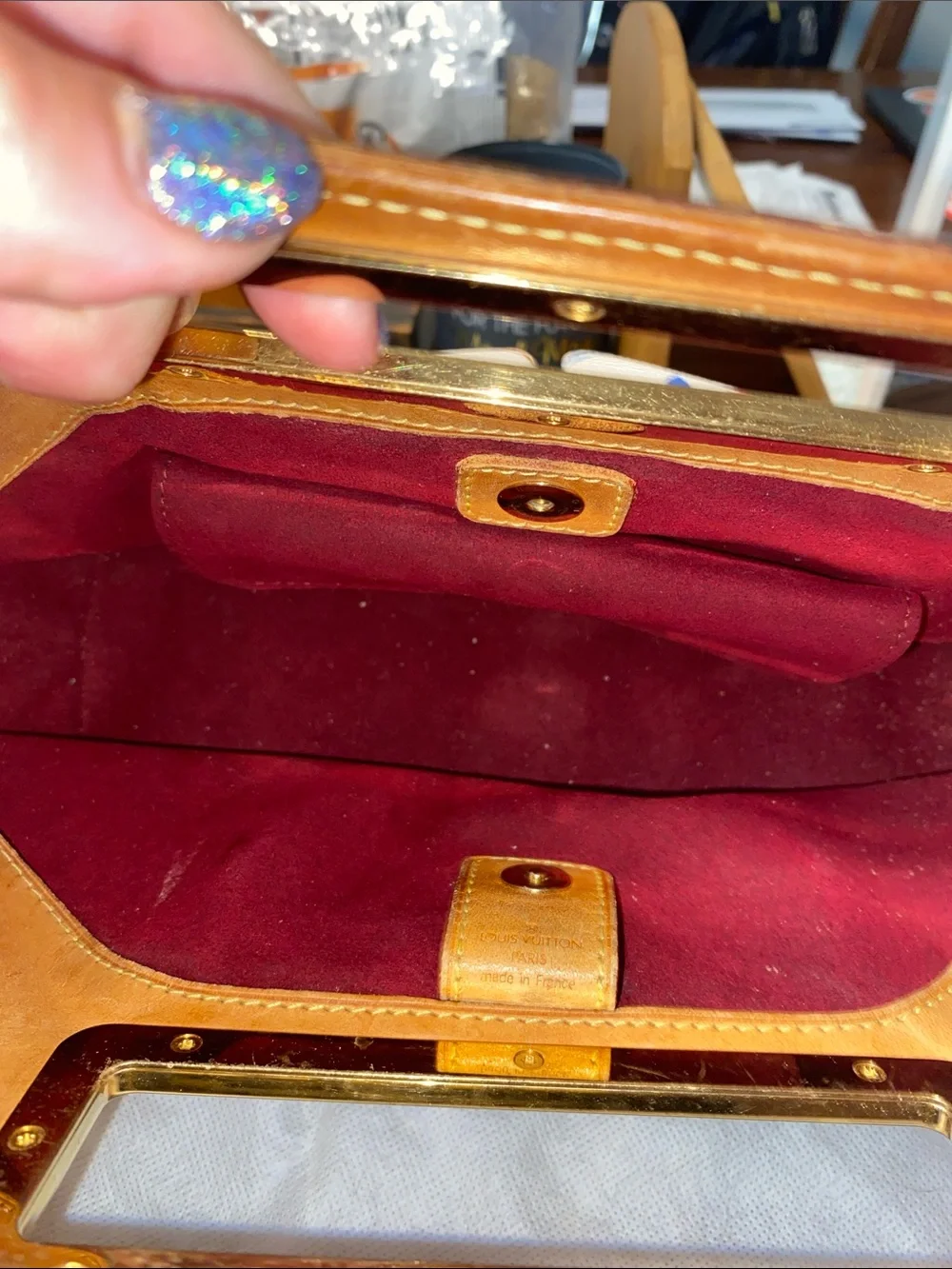 Louis Vuitton Multicolor Monogram Canvas Clutch with Tan Leather Trim